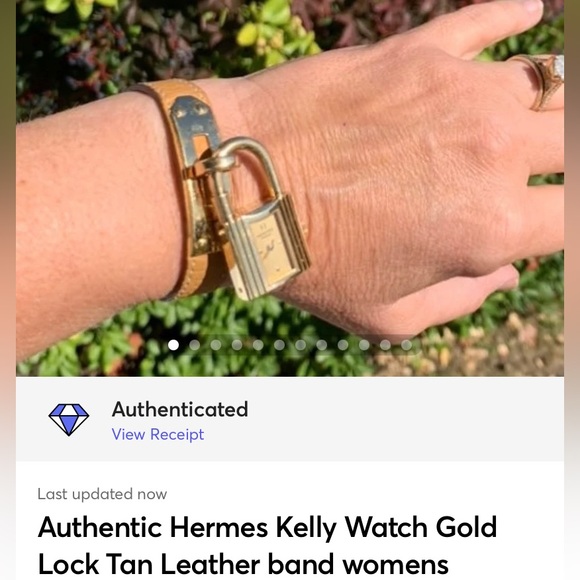Authentic Hermes Kelly Watch Gold Lock Tan Leather band womens - Picture 14 of 14
